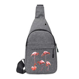 Men's Flamingo Print Crossbody Bag Sling Shoulder Canvas Chest Pack