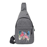 Men's Flamingo Print Crossbody Bag Sling Shoulder Canvas Chest Pack