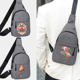 Men's Flamingo Print Crossbody Bag Sling Shoulder Canvas Chest Pack