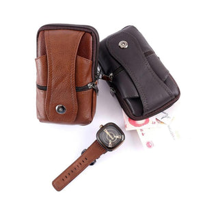 Leather Phone Bag Fanny Pack Men Waist Bag Sports Shoulder Cross Bag