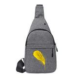 Men Chest Crossbody Bag Feather Print Canvas Handbags Women Bags