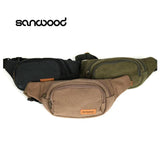Canvas 3-Zipper Fanny Pack Waist Bag with Cell Phone Pouch