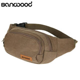 Canvas 3-Zipper Fanny Pack Waist Bag with Cell Phone Pouch
