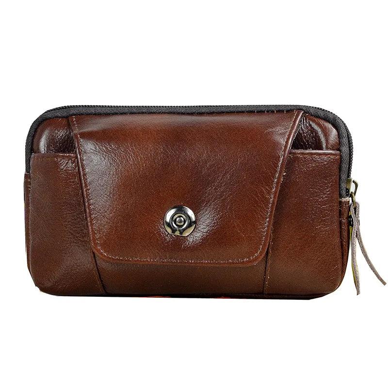 Men Leather Hip Bum Belt Bag Male Phone Pouch High Waist Boy Fanny Packs