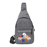 Men Shoulder Chest Bag USB Hole Printing Chest Messenger Bag
