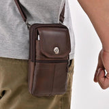 Men Leather Waist Bag Large Capacity Brown Shoulder Bags