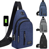 Waterproof Multifunction Men Chest Bag USB Charging Crossbody Pack