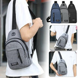 Waterproof Multifunction Men Chest Bag USB Charging Crossbody Pack