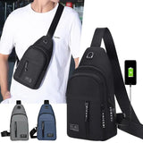Waterproof Multifunction Men Chest Bag USB Charging Crossbody Pack