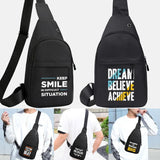 Phrase Pattern Waist Bag Fanny Pack Outdoor Sports Crossbody Bag