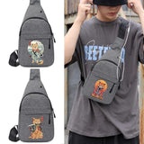 Men's Anti-Theft Travel Shoulder Bag with Japan Cat Print