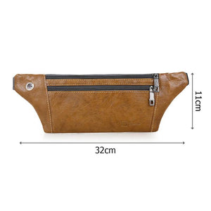 Men Shoulder Belt Bag Retro Casual PU Leather Phone Pouch Chest Crossbody Waist