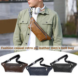 Men Shoulder Belt Bag Retro Casual PU Leather Phone Pouch Chest Crossbody Waist