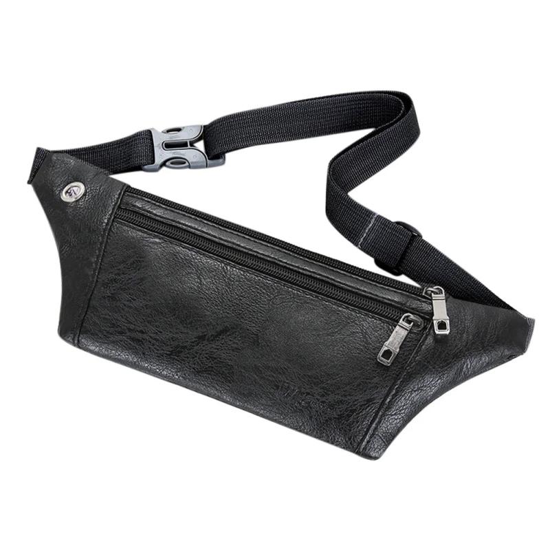 Men Shoulder Belt Bag Retro Casual PU Leather Phone Pouch Chest Crossbody Waist