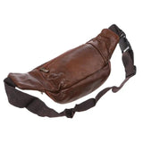 Men's Vintage Leather Messenger Bag Waist Pack Pouch Outdoor Hiking Motorcycle