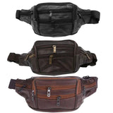 Men's Vintage Leather Messenger Bag Waist Pack Pouch Outdoor Hiking Motorcycle