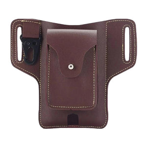 Men Waist Bag Belt Hanging Hip Pack Daily Flip Type PU Leather Outdoor Large