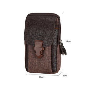 Men Canvas Waist Bag Classic Texture Casual Phone Purse Travel Belt Pouch