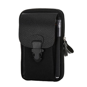 Men Canvas Waist Bag Classic Texture Casual Phone Purse Travel Belt Pouch