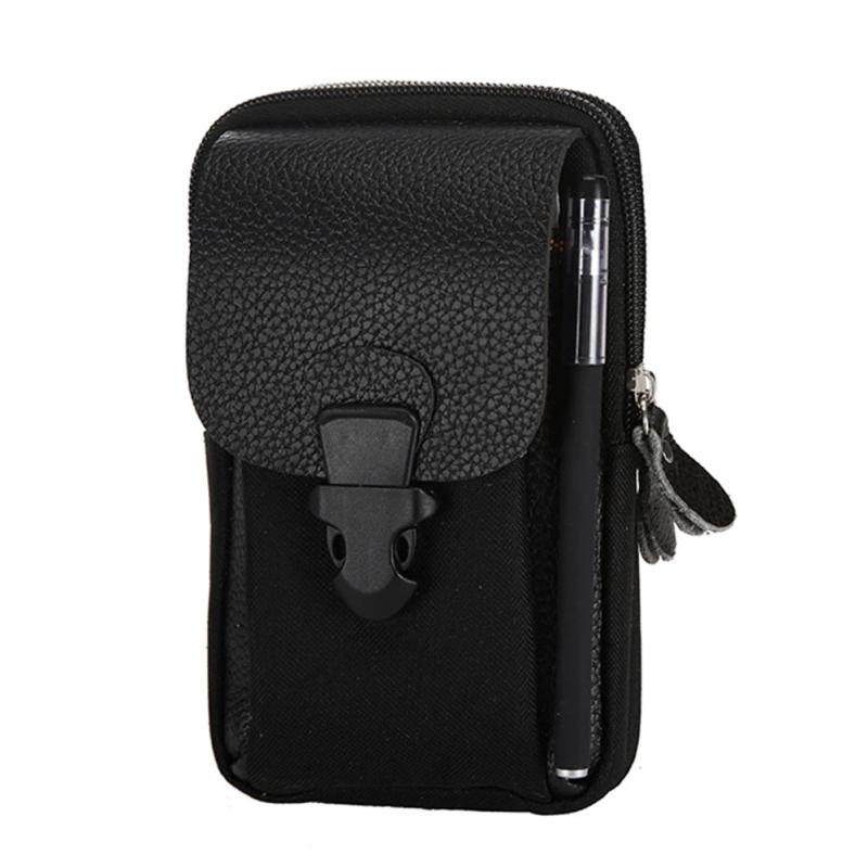Men Canvas Waist Bag Classic Texture Casual Phone Purse Travel Belt Pouch