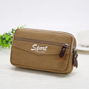 Canvas Waist Bag Men Multi-function Phone Purse Waist Packs