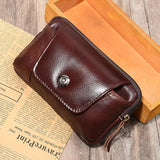 Cowhide Business Casual Magnetic Waist Bag for Man