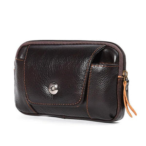 Cowhide Business Casual Magnetic Waist Bag for Man