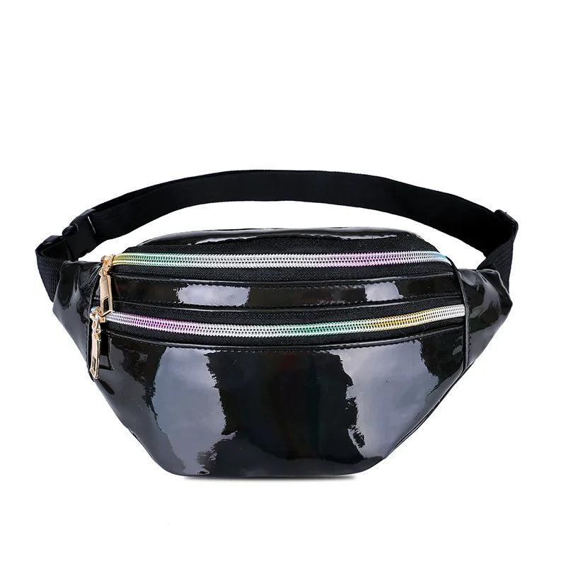 Holographic Waist Bag Fanny Pack PU Leather For Men Women
