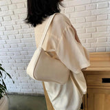 Soft PU Leather Women Purple Underarm Bag Retro Solid Ladies Baguette Handbags