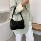 Soft PU Leather Women Purple Underarm Bag Retro Solid Ladies Baguette Handbags