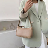 Soft PU Leather Women Purple Underarm Bag Retro Solid Ladies Baguette Handbags