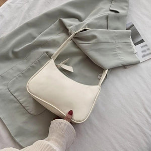 Soft PU Leather Women Purple Underarm Bag Retro Solid Ladies Baguette Handbags