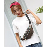 Holographic PU Leather Fanny Pack Waist Bag Men Women Belt Hip Handbag
