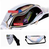 Holographic PU Leather Fanny Pack Waist Bag Men Women Belt Hip Handbag