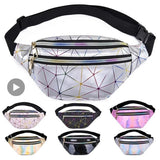 Holographic PU Leather Fanny Pack Waist Bag Men Women Belt Hip Handbag