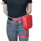 Unisex Street Crossbody Belt Bag PU Leather Small Purse Zipper Outdoor Hiking