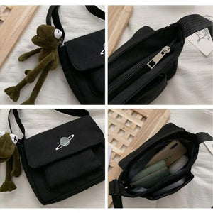 Canvas Shoulder Bag Messenger-bags Small Planet Embroidered Bag
