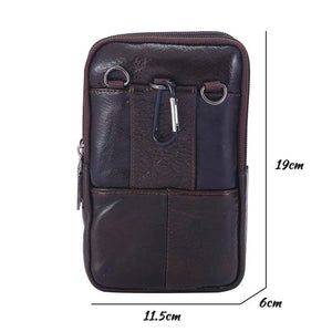 Men Leather Waist Bag Large Capacity Brown Belt Bag Crossbody Buckle