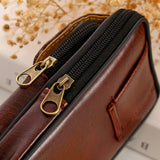 Men Retro Versatile Double-deck Fanny Packs Waist Bag Geometric Chest Pouch