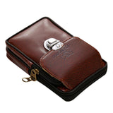 Men Retro Versatile Double-deck Fanny Packs Waist Bag Geometric Chest Pouch