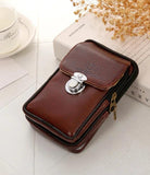 Men Double-deck Cellphone Fanny Packs Belt Bag Geometric Waist Packs