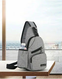 Men Canvas Sling Bag Chest Crossbody Messenger USB Charging Waist Packs