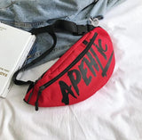 Letter Nylon Crossbody Bag Sports Outdoor Chest Bag Waist Bag Female