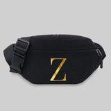 Canvas Messenger Waist Bag 26 Letter Name Pattern Fanny Pack