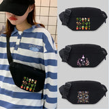 Unisex Mushroom Pattern Waist Bag Lightweight Sports Chest Bag