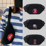 Canvas Bum Bag Mouth Pattern Waist Messenger Chest Fanny Pack