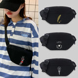 Unisex Waist Bag Student Picture Pattern Lightweight Sports Chest Bag