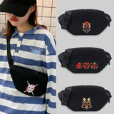 Canvas Bum Bag Monster Pattern Waist Bag Chest Bag
