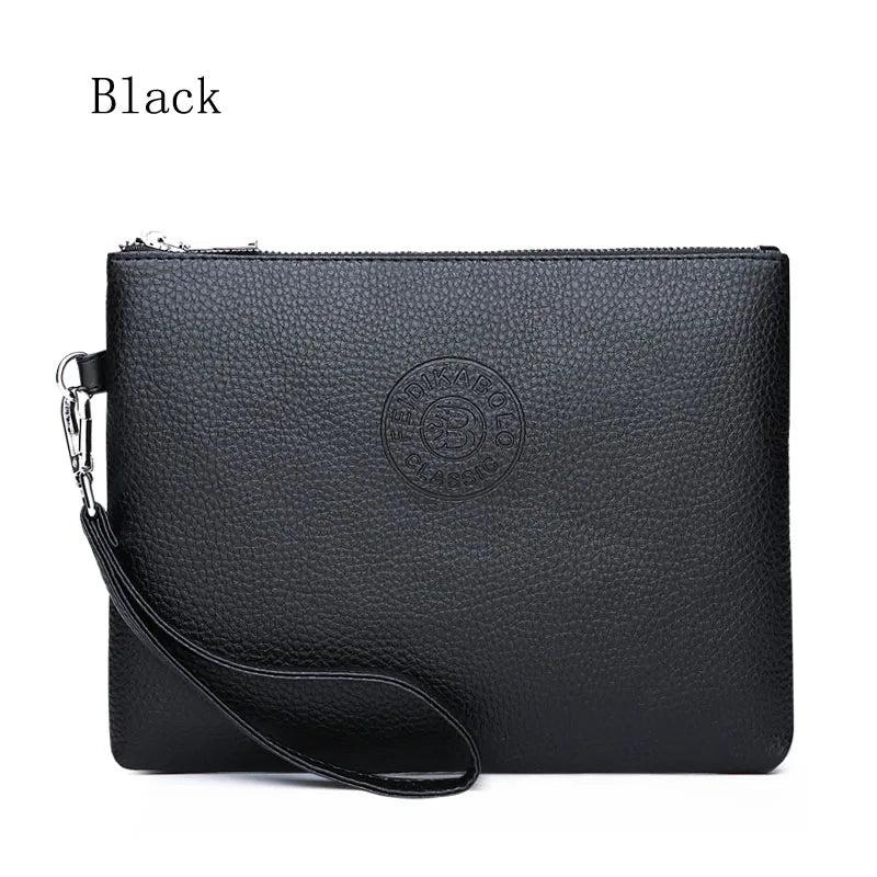 Men's Leather Clutch Wallet Zipper Long Handy Bags Purses