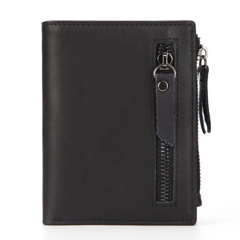 Men's Short Wallet Multi-Functional Zipper Bag Oil Wax Cowhide Wallet